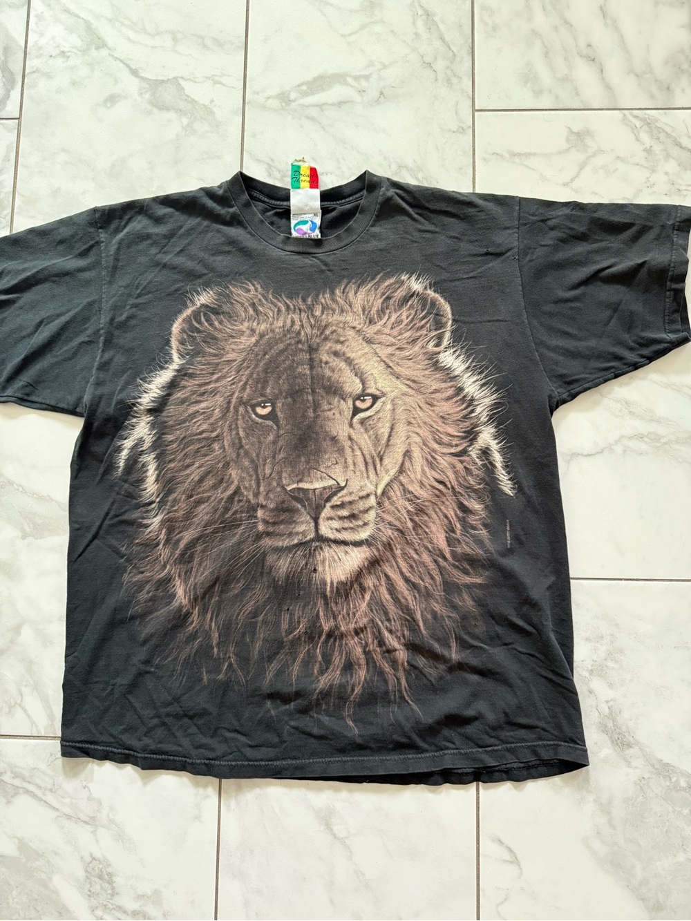 Vintage Liquid Blue Lion Safari AOP 1998 Double Sided Distressed Tee Shirt XL